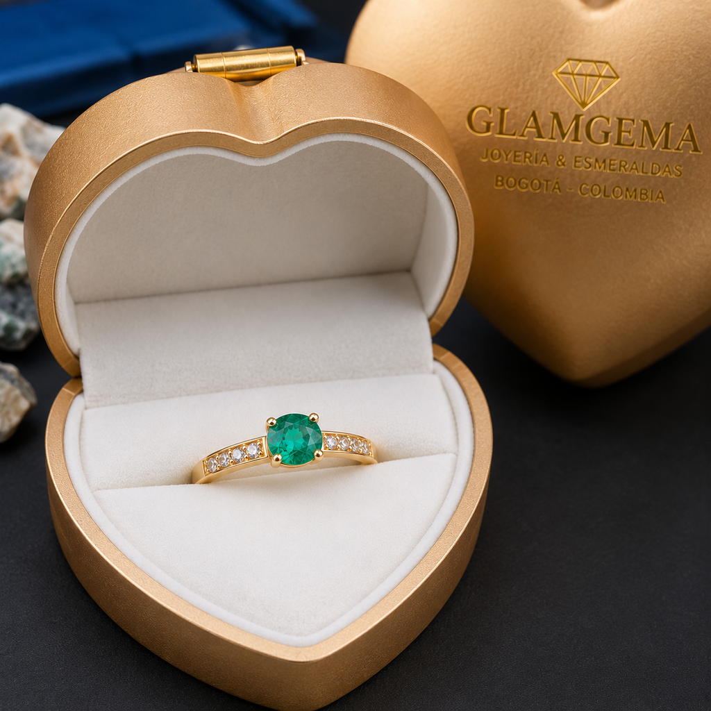 Anillo en Oro 18K con Esmeralda Natural Colombiana y Diamantes (Bajo Pedido / Sobre Encargo)