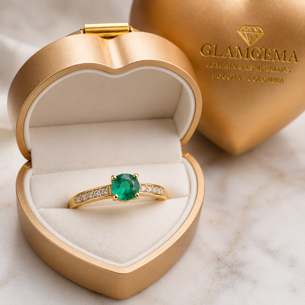 Anillo en Oro 18K con Esmeralda Natural Colombiana y Diamantes (Bajo Pedido / Sobre Encargo)