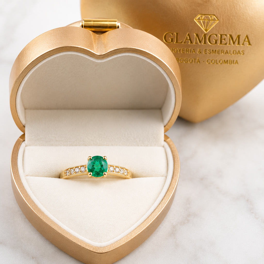 Anillo en Oro 18K con Esmeralda Natural Colombiana y Diamantes (Bajo Pedido / Sobre Encargo)