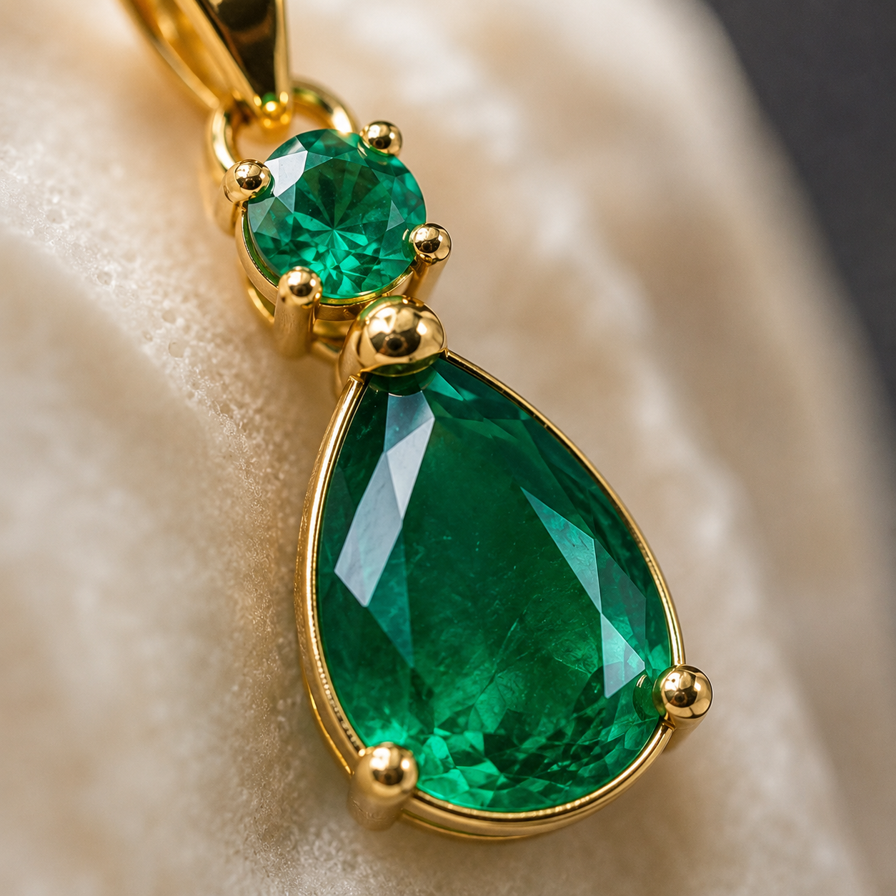 Dije y Topos en Oro 18K con Esmeraldas Naturales Colombianas