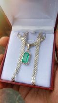 Cadena en Plata Ley 925 con Esmeralda Natural Colombiana
