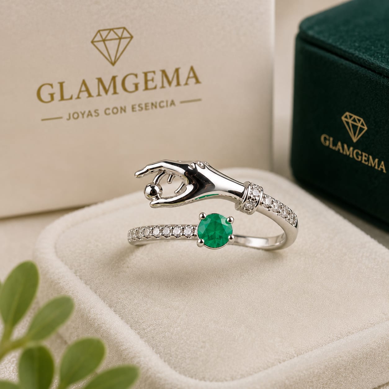 Anillo Plata Ley 925 con Esmeralda Natural Colombiana Talla Redonda