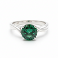 Anillo Plata Ley 925 con Esmeralda Talla Redonda