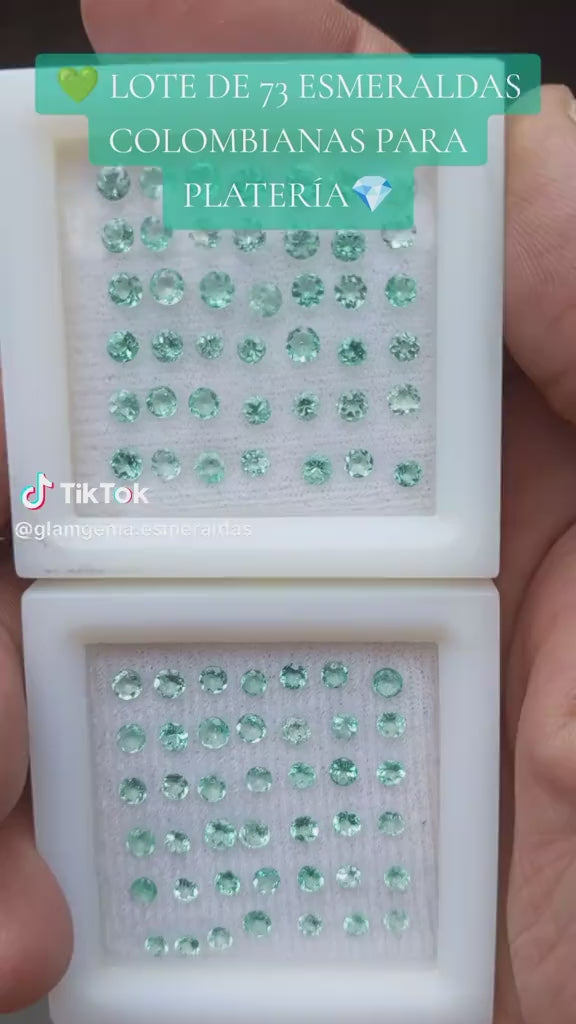 Lote de 73 Esmeraldas Colombianas para Platería — Talla Redonda
