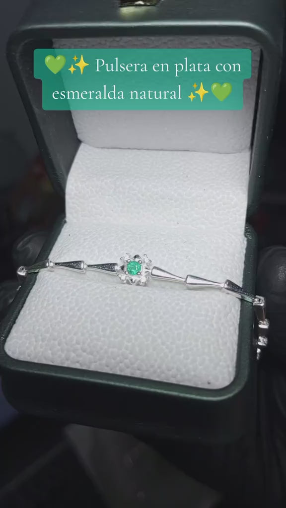 Pulsera en Plata Ley 925 con Esmeraldas Colombianas