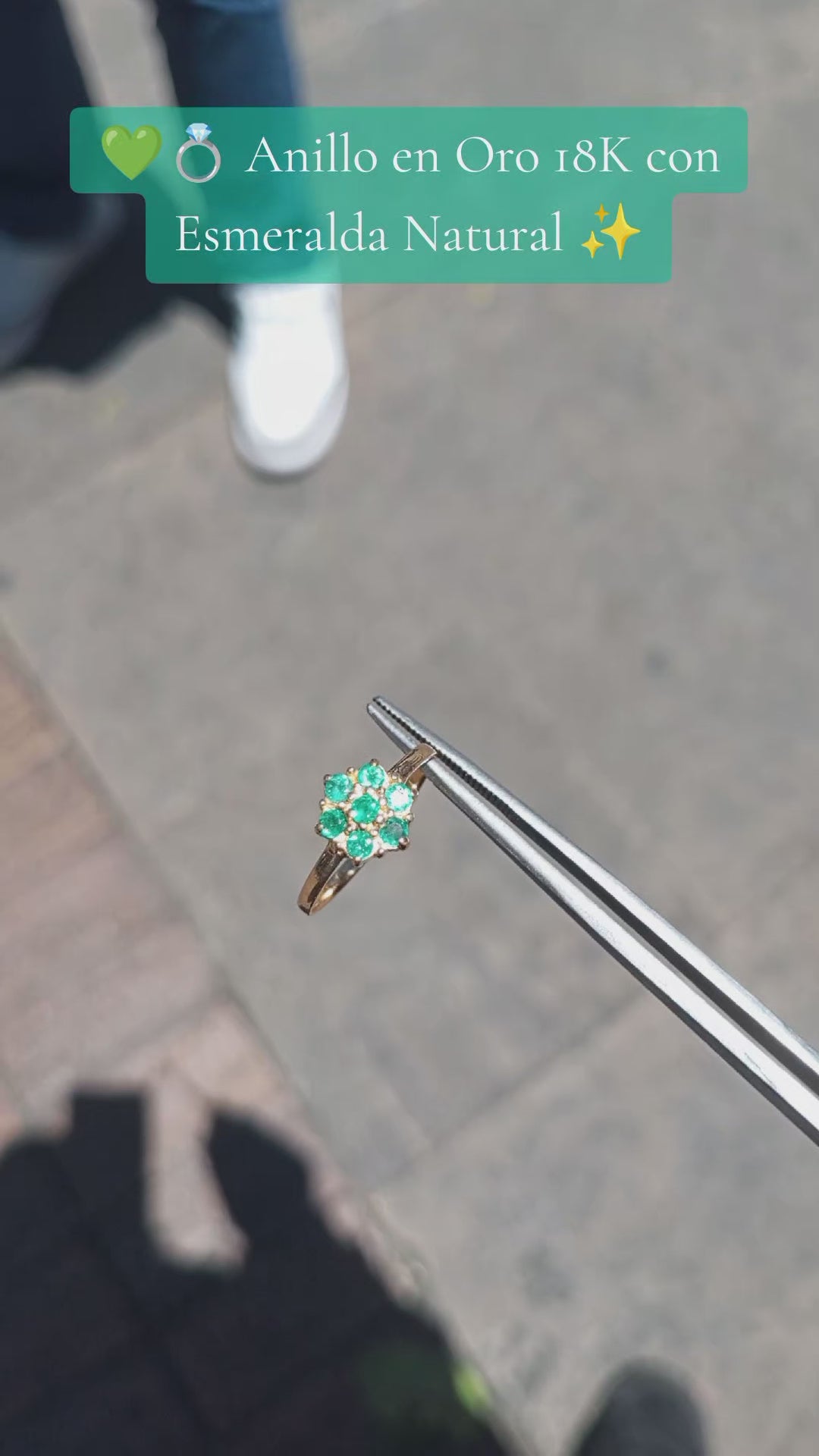 💚 Anillo en Oro 18K con Esmeraldas Naturales