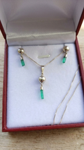 Set en Plata Ley 950 con Esmeraldas Colombianas